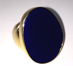 Polished Gold China Blue Enamel Adjustable Ring