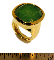 Polished Gold and Apple Jade Center Ring