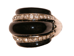 Black Ring with Rhine Bands