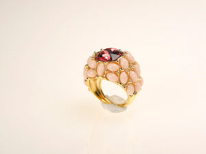 Gold Angelskin Cabachon Rose Center Ring