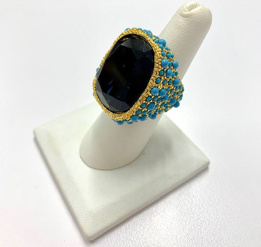 Turquoise and Sapphire Center Stone Ring