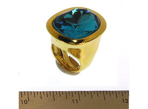 Polished Gold and Aqua Ring