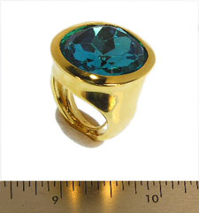 Polished Gold and Aqua Center Ring