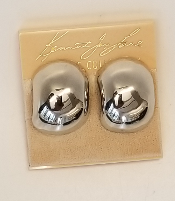 Polished Silver Domed Button Clip Earring