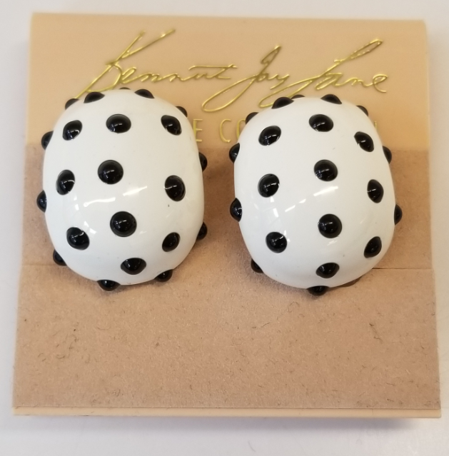 White and Black Dots Chubby Hoop Earring