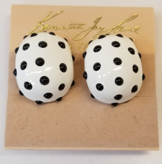 White and Black Dots Chubby Hoop Earring