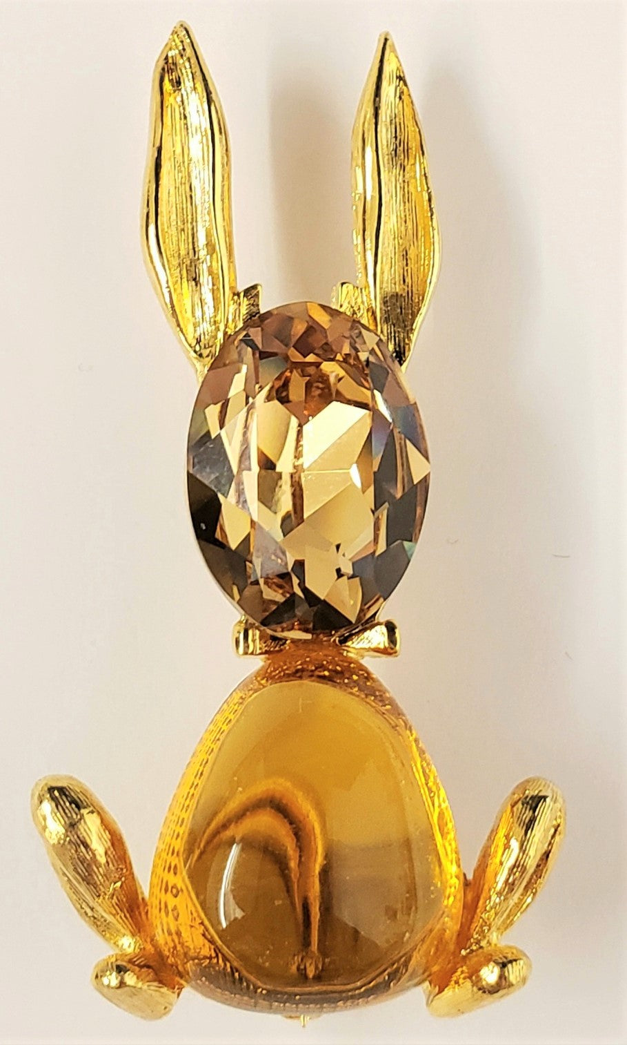 2" Gold Topaz rabbit pin