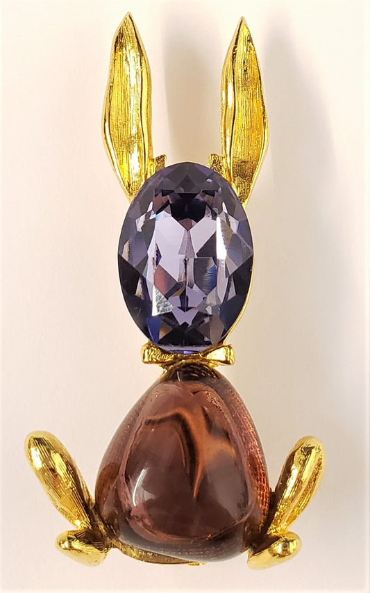 2" Gold Tanzanite & Amethyst Rabbit Pin