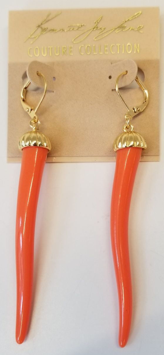 3 1-2" Light Coral Pepper Eurowire Earring