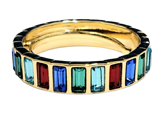 Gold with Multi Gem Color Baguette Ring