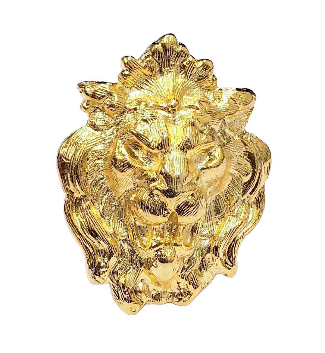 Gold Lion Head Adjustable Ring