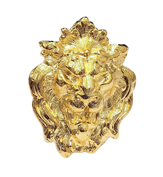 Gold Lion Head Adjustable Ring