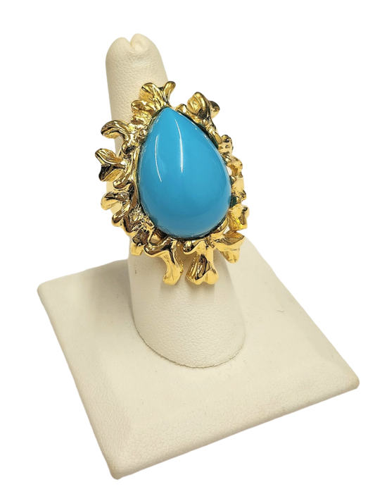 Gold Sea Branch with Turquoise Center Ring