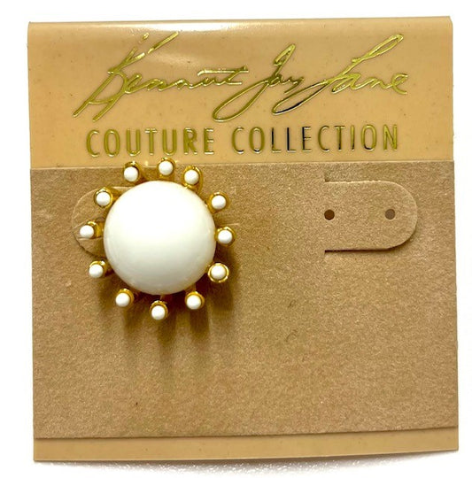 White Pierced Round Earring