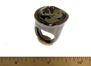 Gunmetal and Black Diamond Center Ring