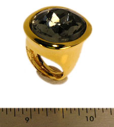 Polished Gold and Black Diamond Center Ring