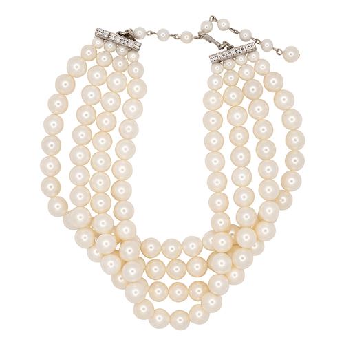 4row White Shell Base Pearl Necklace