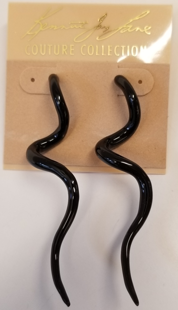 Black Enamel Swirl Post Earring