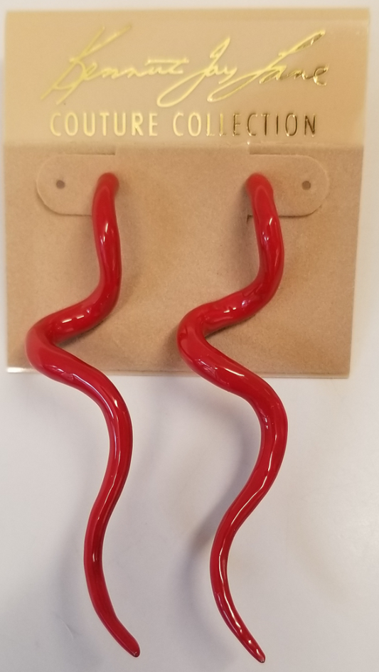 Red Enamel Swirl Post Earring