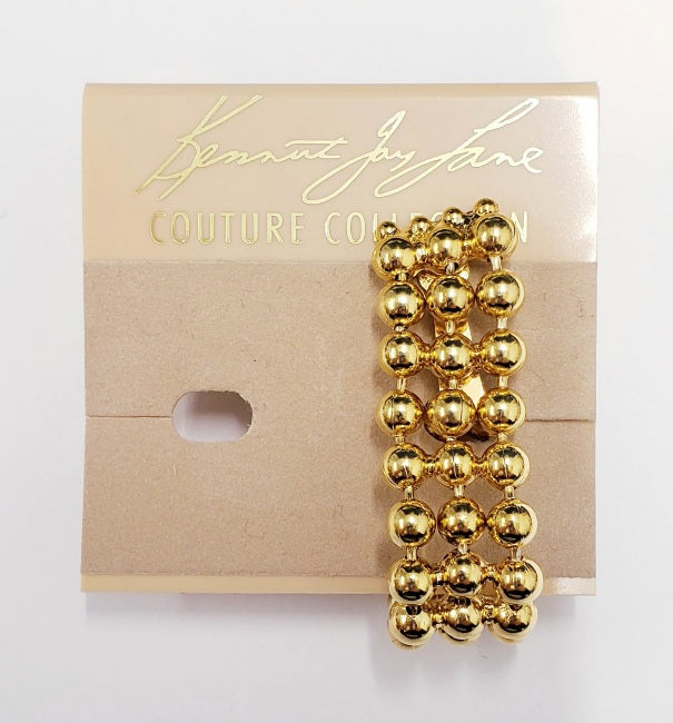 3 Row Gold Soldered Beads Clip Earring