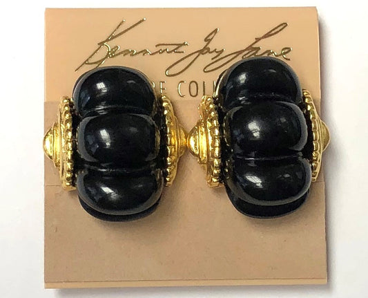 Gold Black Shrimp Clip Earring