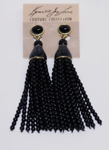 Gold And Black Top Tassel Clip Earring