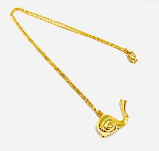 30" Gold Snail Pendant Necklace