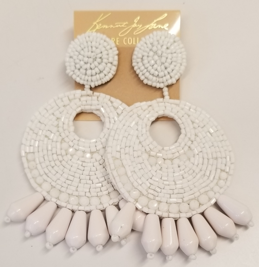 White Gypsy SeedBead Pierced Earrings