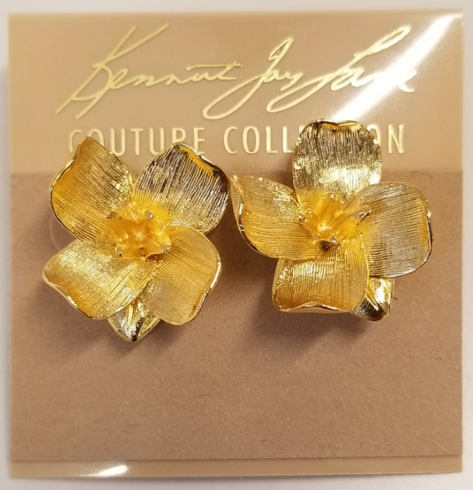 Satin Gold Flower Earring