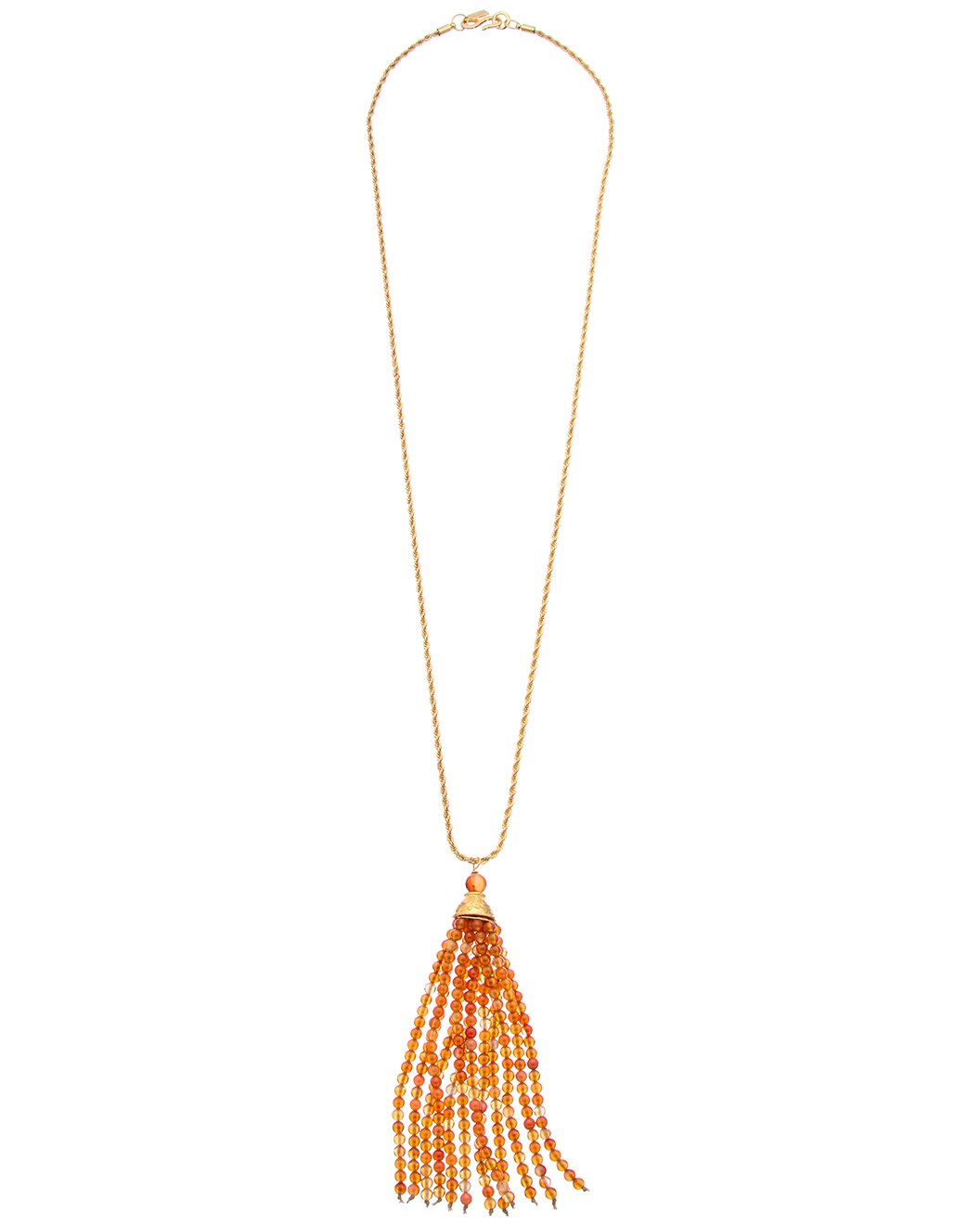 32" gold chain w- multi row agate tassel neck