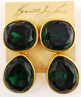 Polished Gold with Emerald Teardrop Clip Earring