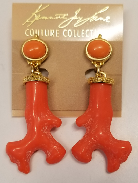 Light Coral Branch & Top Pierced Drop Earring