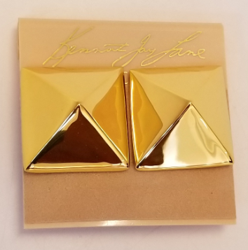 Polished Gold Pyramid Earring