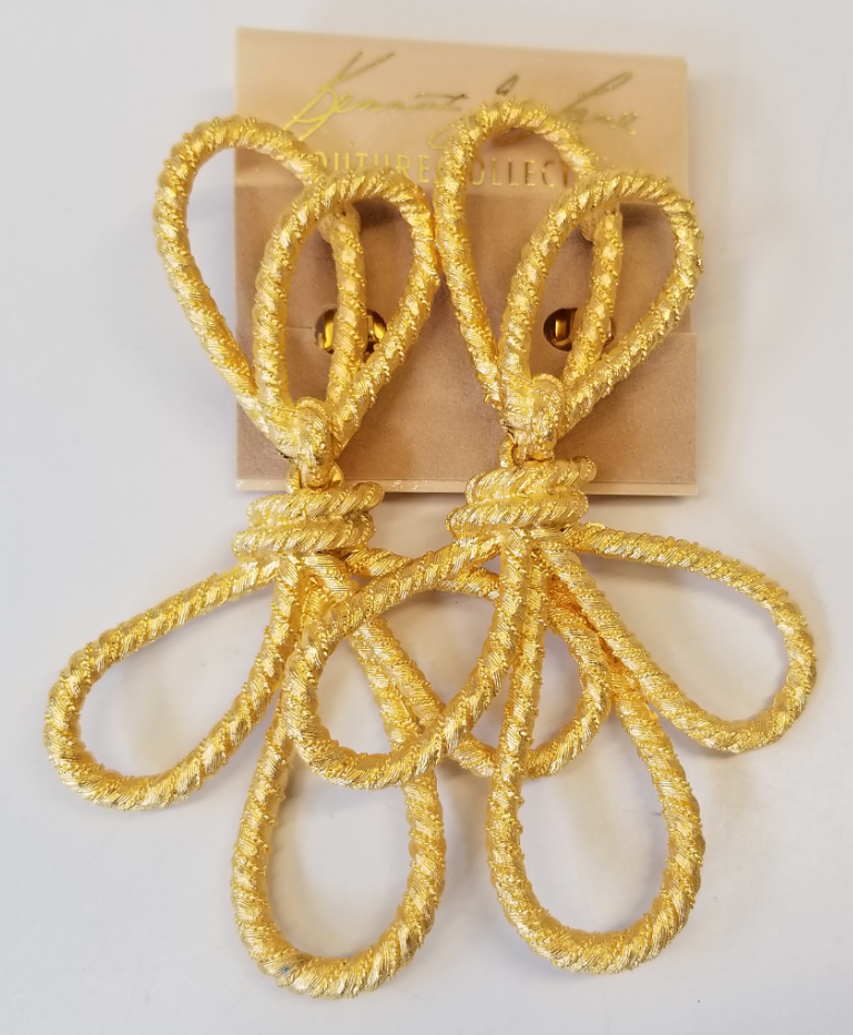 Satin Gold Knotted Bow Clip Earring