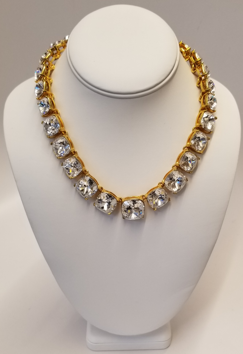 15"-18" Gold and Crystal Headlight Necklace