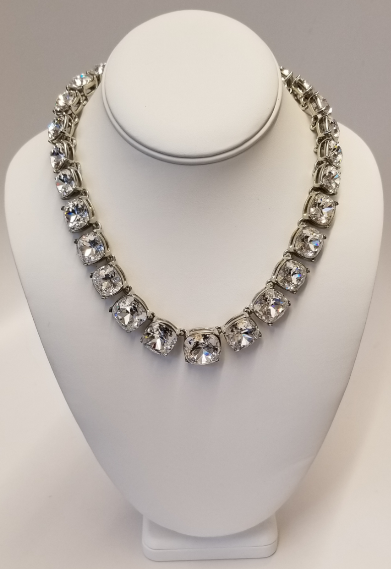 15-18" Silver and Crystal Graduated Headlight Necklace