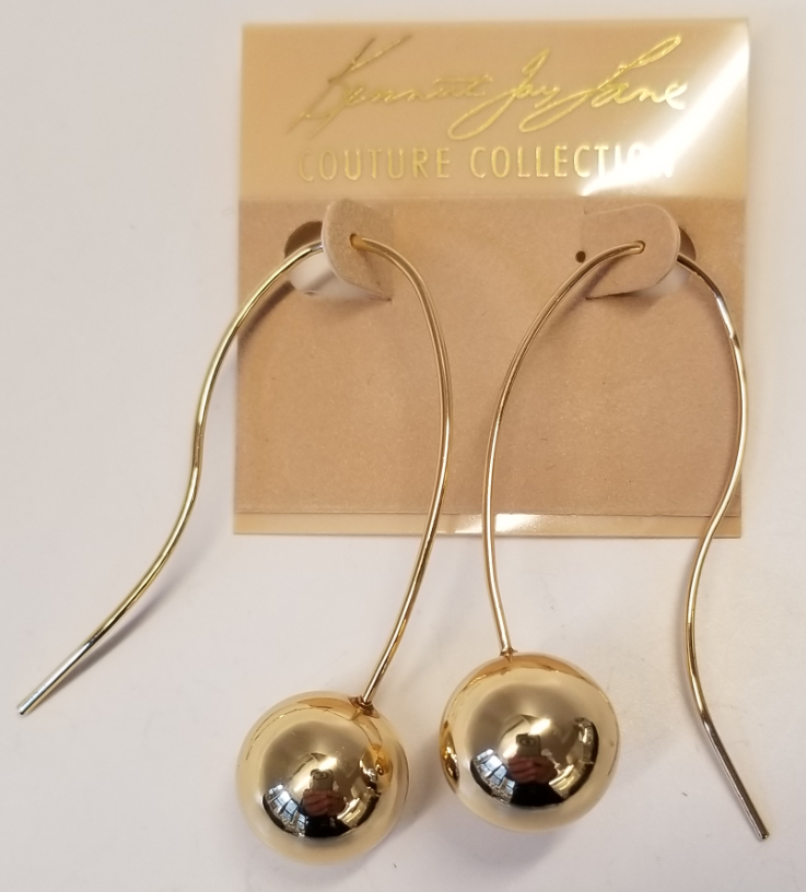 Polished Gold Bottom Drop Wire Pierced Earrings