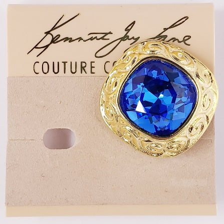 Gold with Faceted Light Sapphire Center Clip Earring