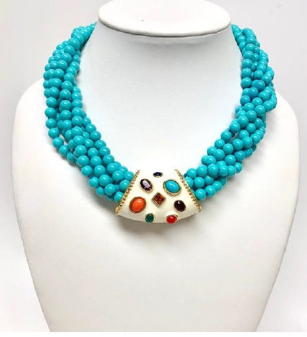 Turquois Necklace with White Slide