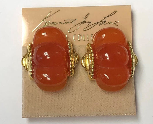 Gold Amber Shrimp Clip Earring