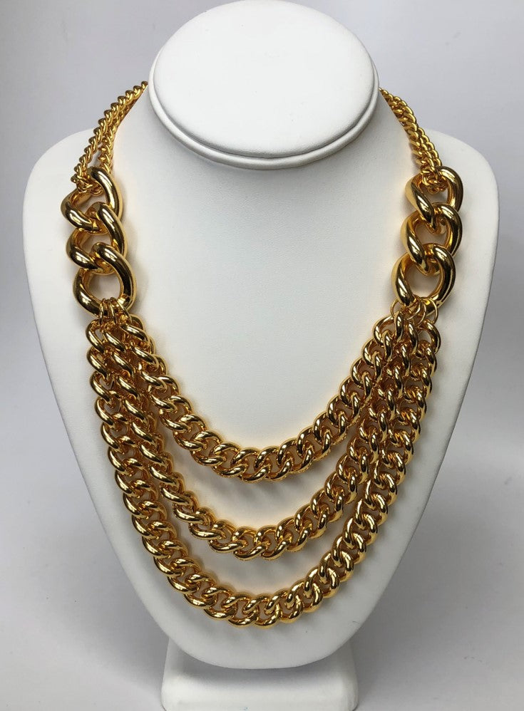 19.5"-22.5" Gold 3 Row Nested Chains Necklace