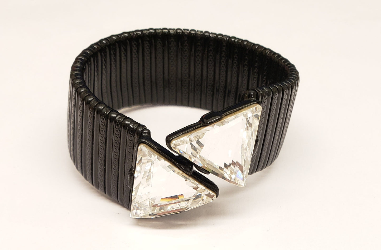 Black Stretch Crystal Triangle Ends Wrap Bracelet