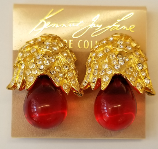 Jackie O Ruby Bottom Clip Earring