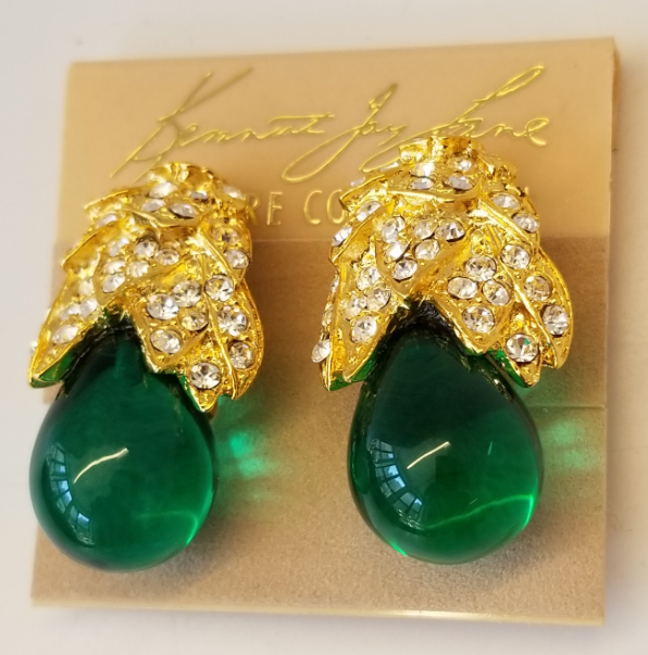 Jackie O Emerald Drop Clip Earring