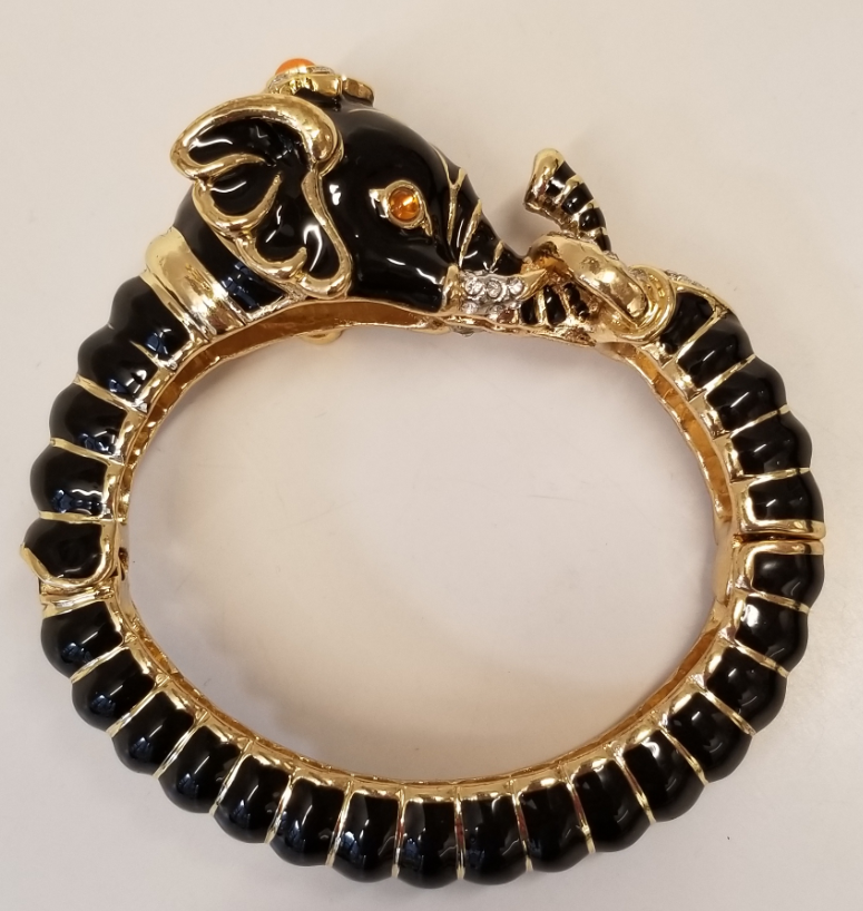 Gold Black Elephant Bracelet