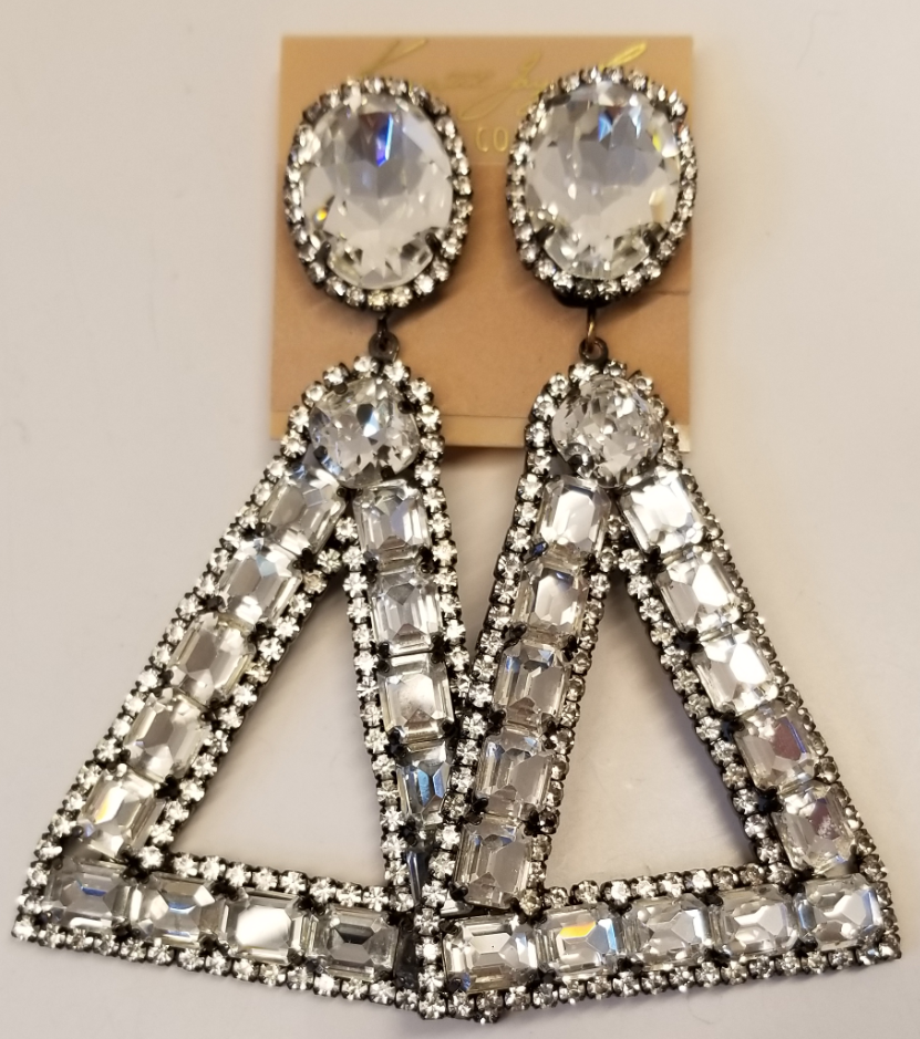 Large Triangle Drop Clip Earrings