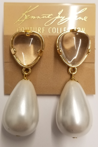 crystal top w- pearl drop pierced earring