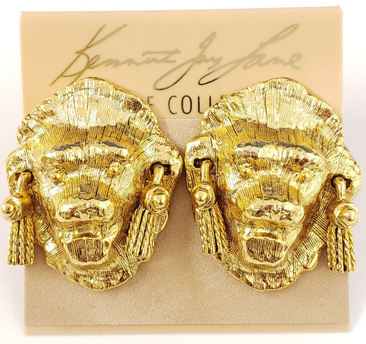 Gold Lion Head Clip Earring