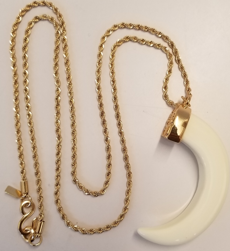 34" Ivory Tooth on Gold Chain