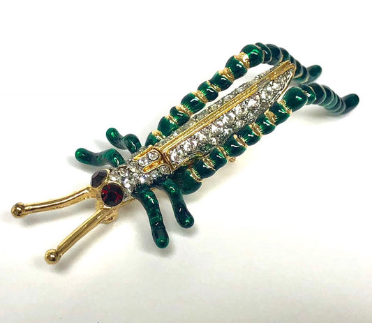 Gold Green Cricket Pin